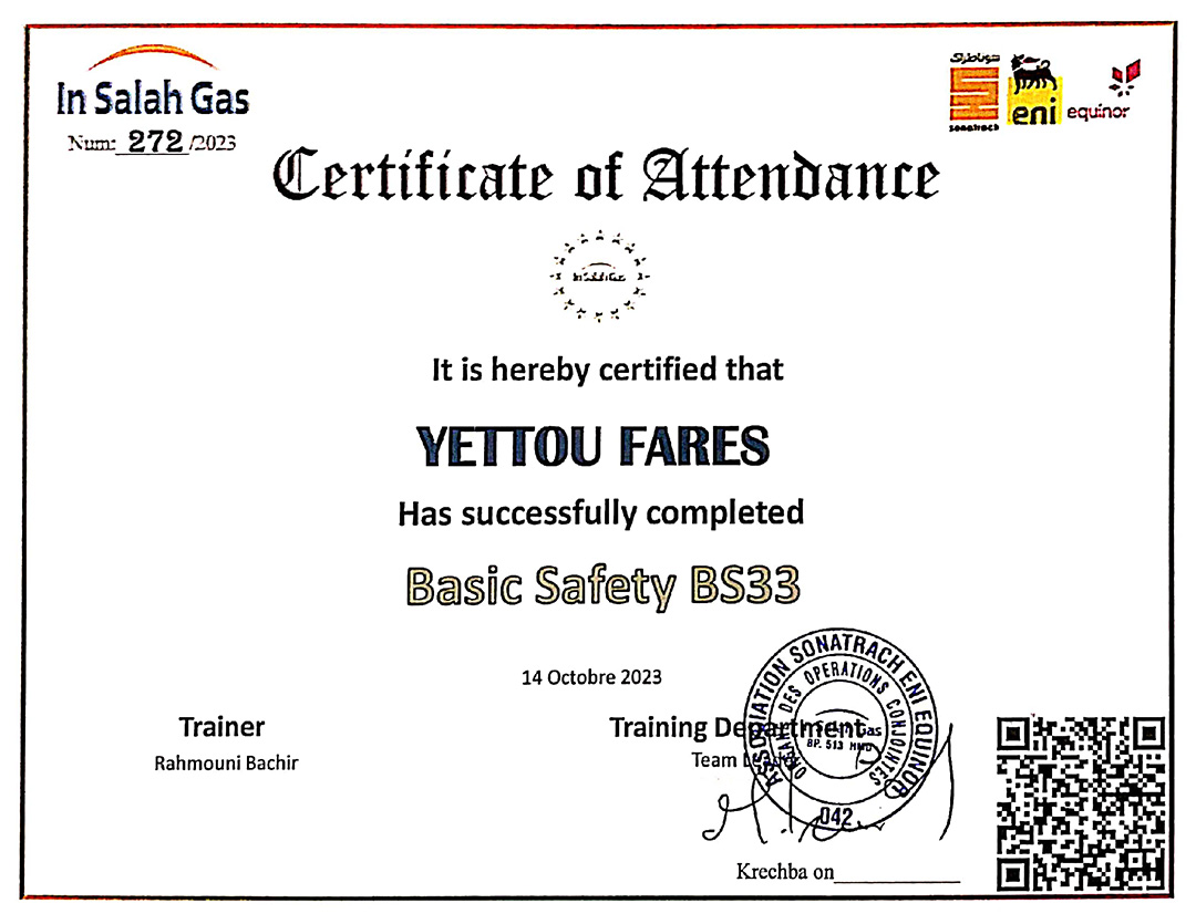 ISG HSE Certificate Basic Safety 33